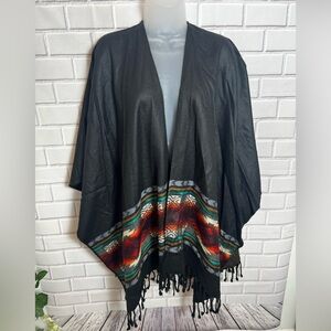 Reversible Acrylic women Poncho made in ECUADOR/black one size